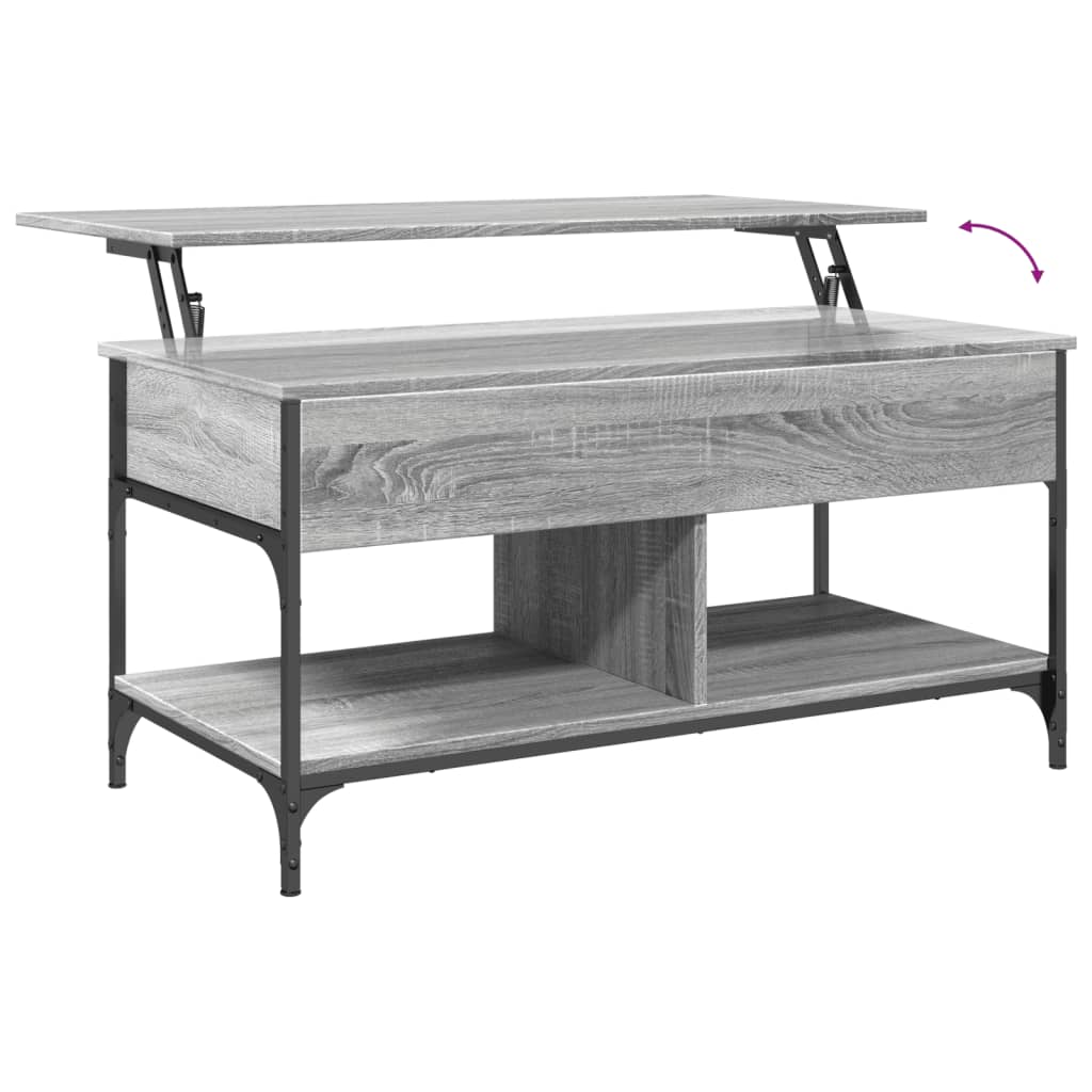 vidaXL Mesa de centro madera ingeniería metal gris Sonoma 100x50x50 cm