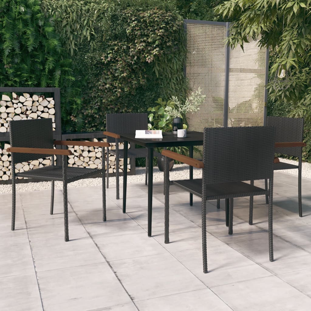 vidaXL Juego de comedor para jardín 5 piezas negro