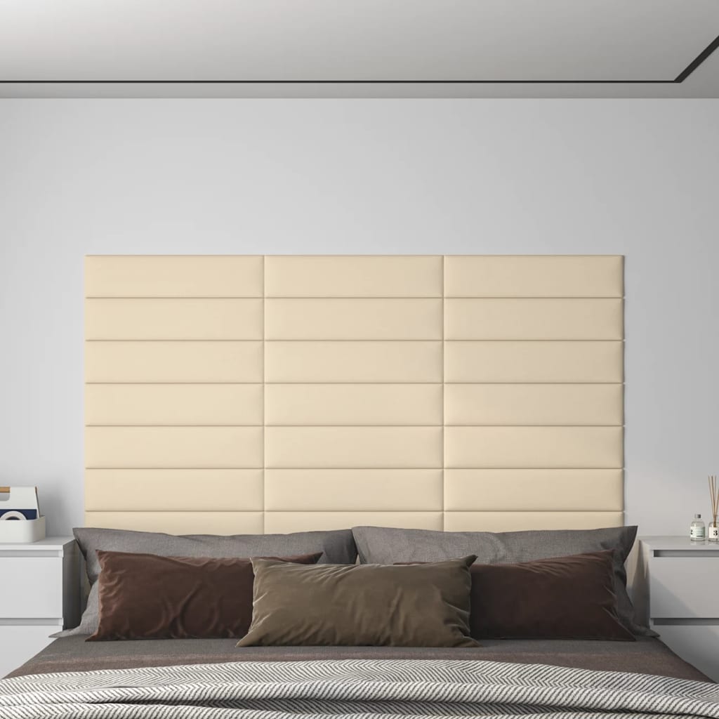 vidaXL Paneles de pared 12 uds tela color crema 60x15 cm 1,08 m²