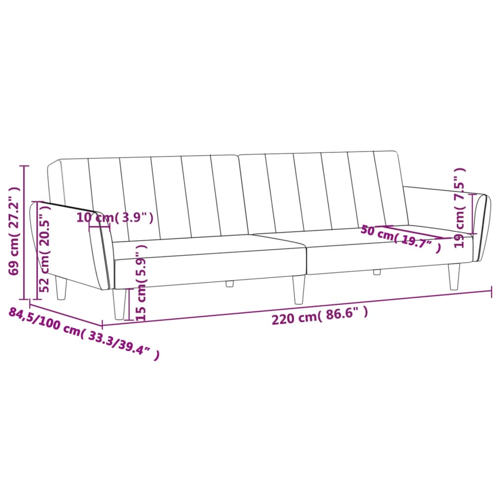 vidaXL Sofá cama de 2 plazas tela azul