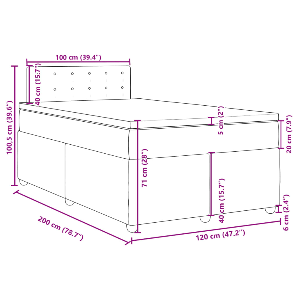 vidaXL Cama box spring con colchón tela gris taupe 120x200 cm