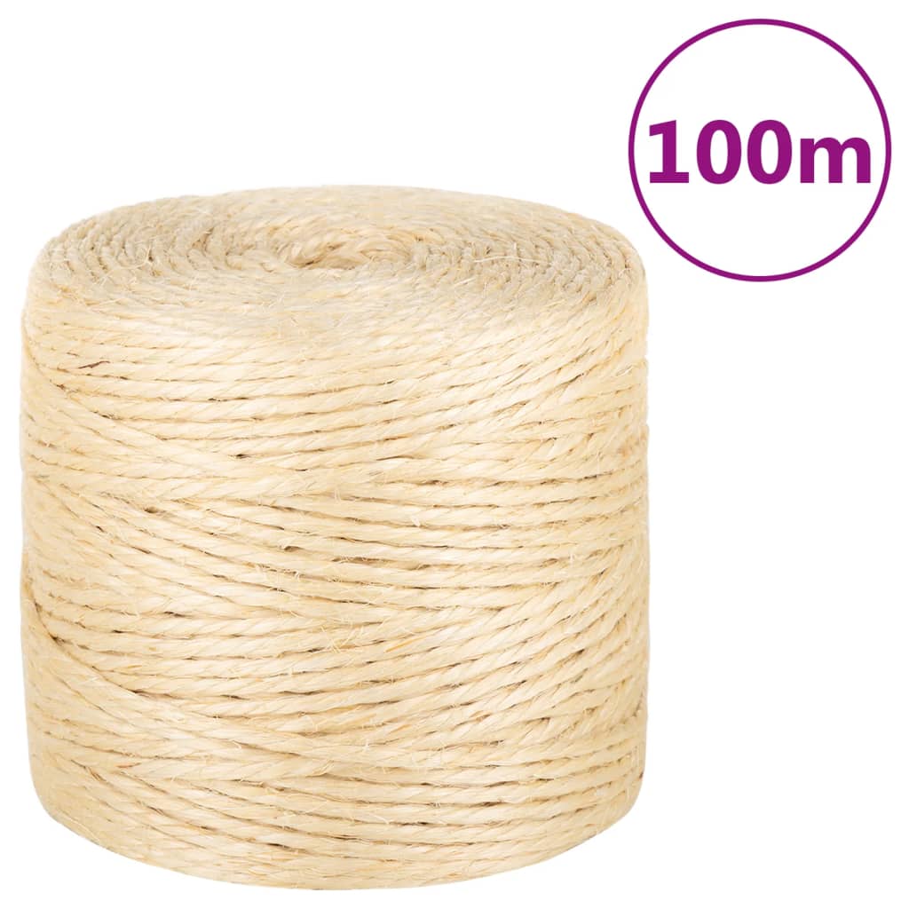 vidaXL Cuerda 100% sisal 4 mm 100 m