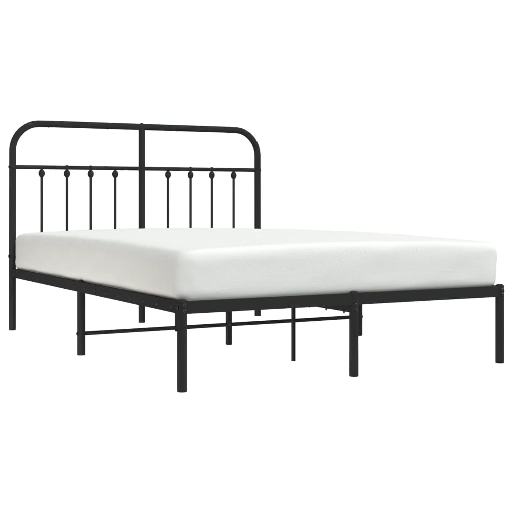 vidaXL Estructura cama sin colchón con cabecero metal negro 140x190 cm