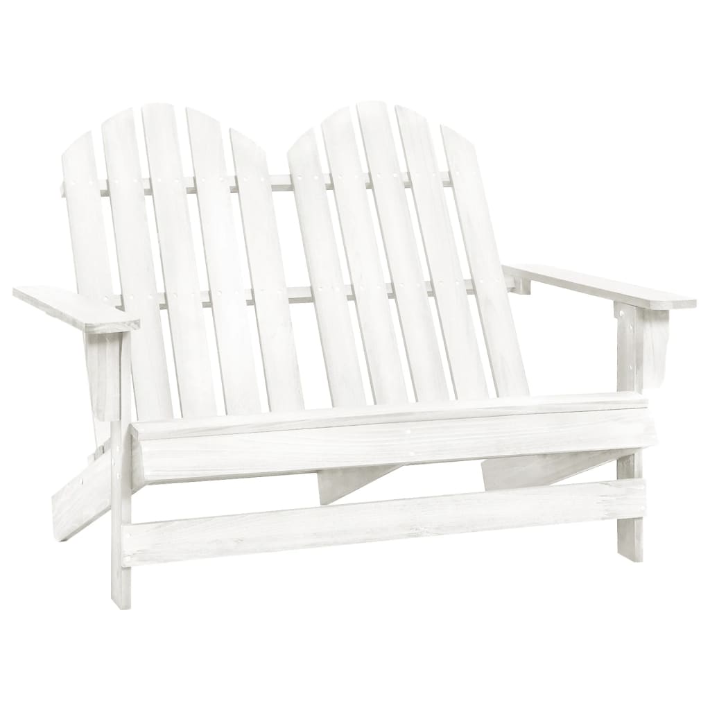 vidaXL Silla Adirondack de jardín 2 plazas madera de abeto blanco