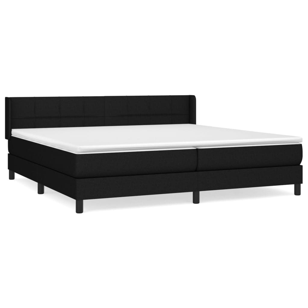 vidaXL Cama box spring con colchón tela negro 200x200 cm