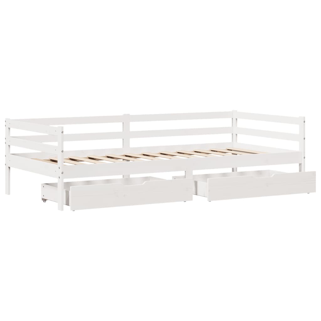 vidaXL Sofá cama con cajones madera maciza de pino 90x200 cm