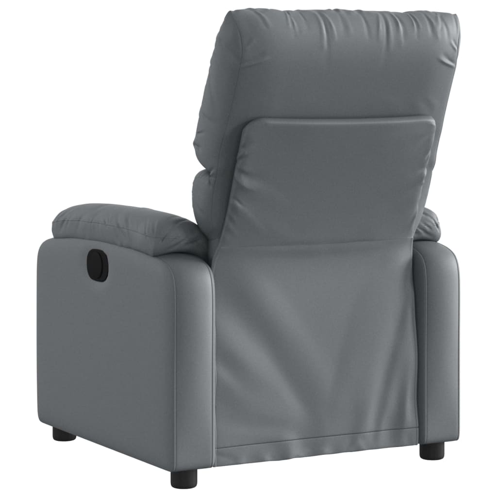 vidaXL Sillón de masaje reclinable cuero sintético gris
