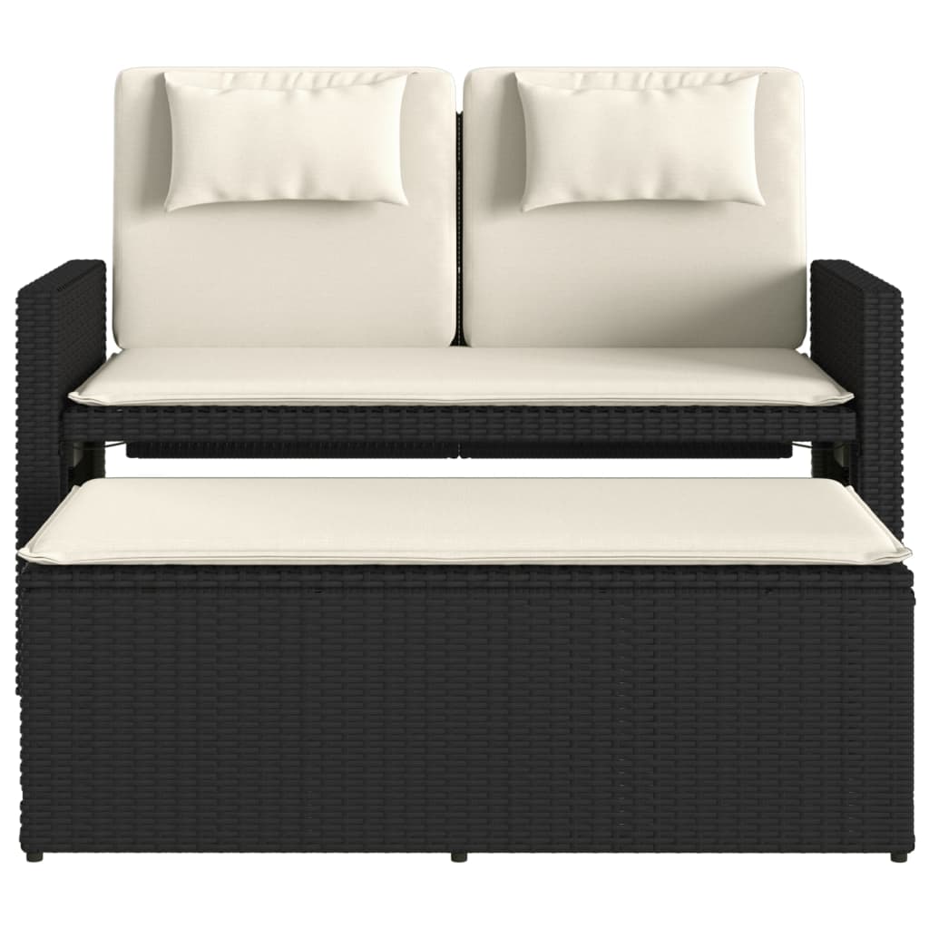 vidaXL Sillón reclinable de jardín con cojines ratán sintético negro