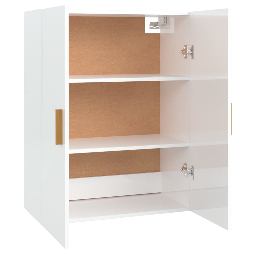 vidaXL Armario de pared colgante blanco brillante 69,5x34x90 cm