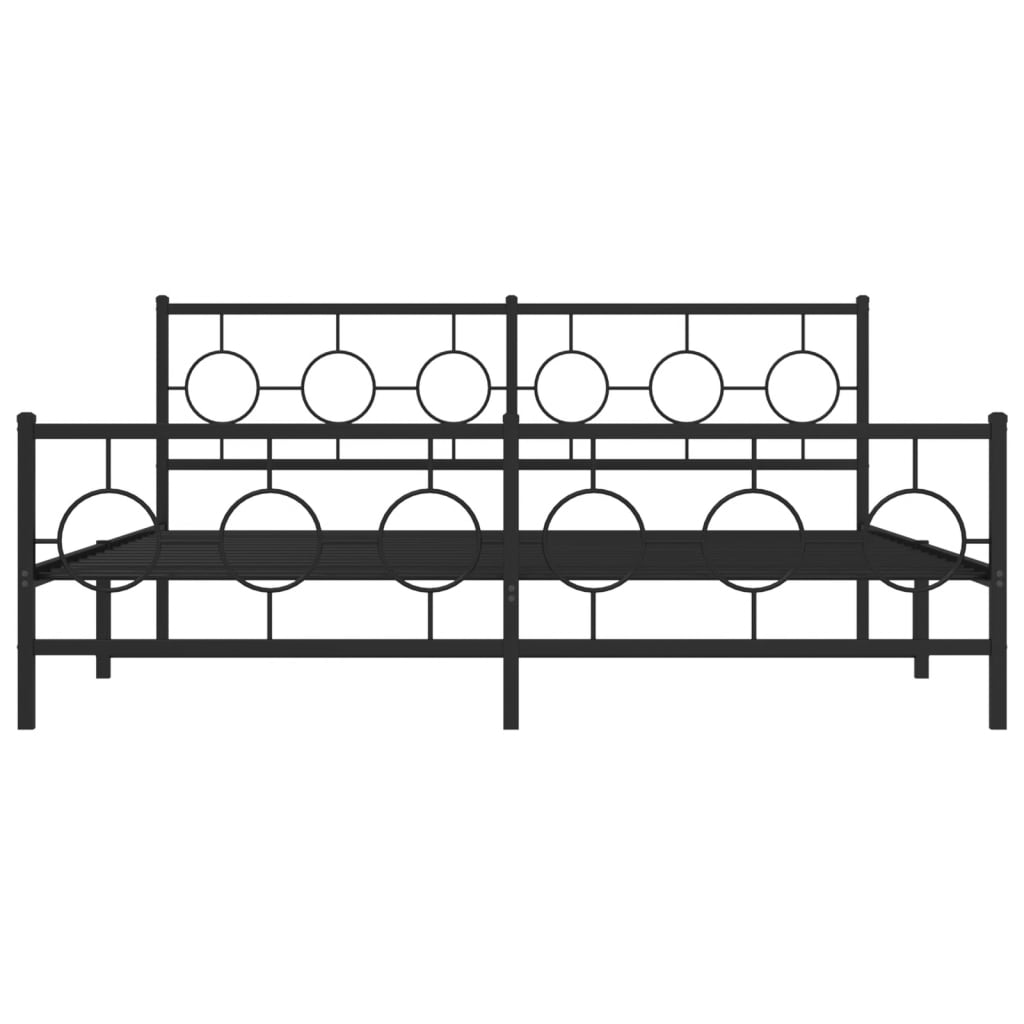 vidaXL Estructura cama sin colchón con estribo metal negro 180x200 cm