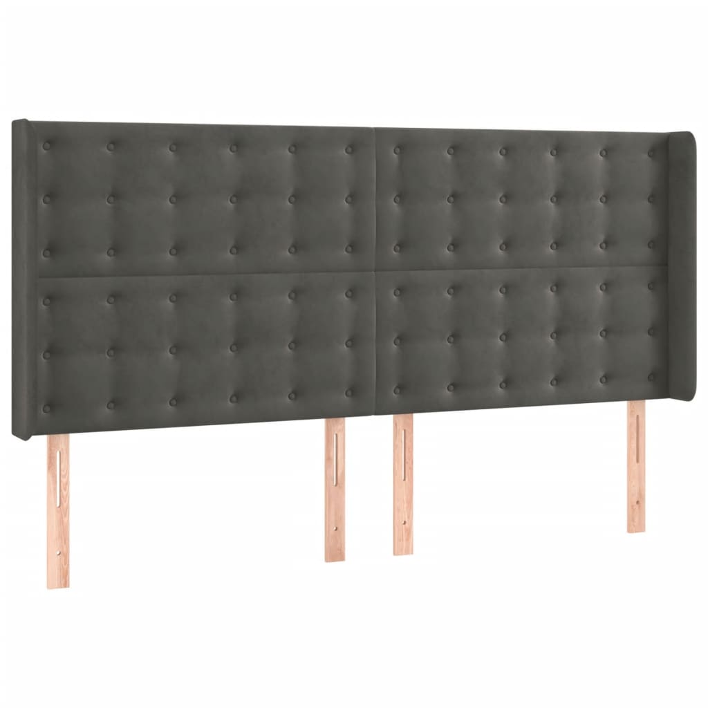 vidaXL Cabecero con LED de terciopelo gris oscuro 163x16x118/128 cm