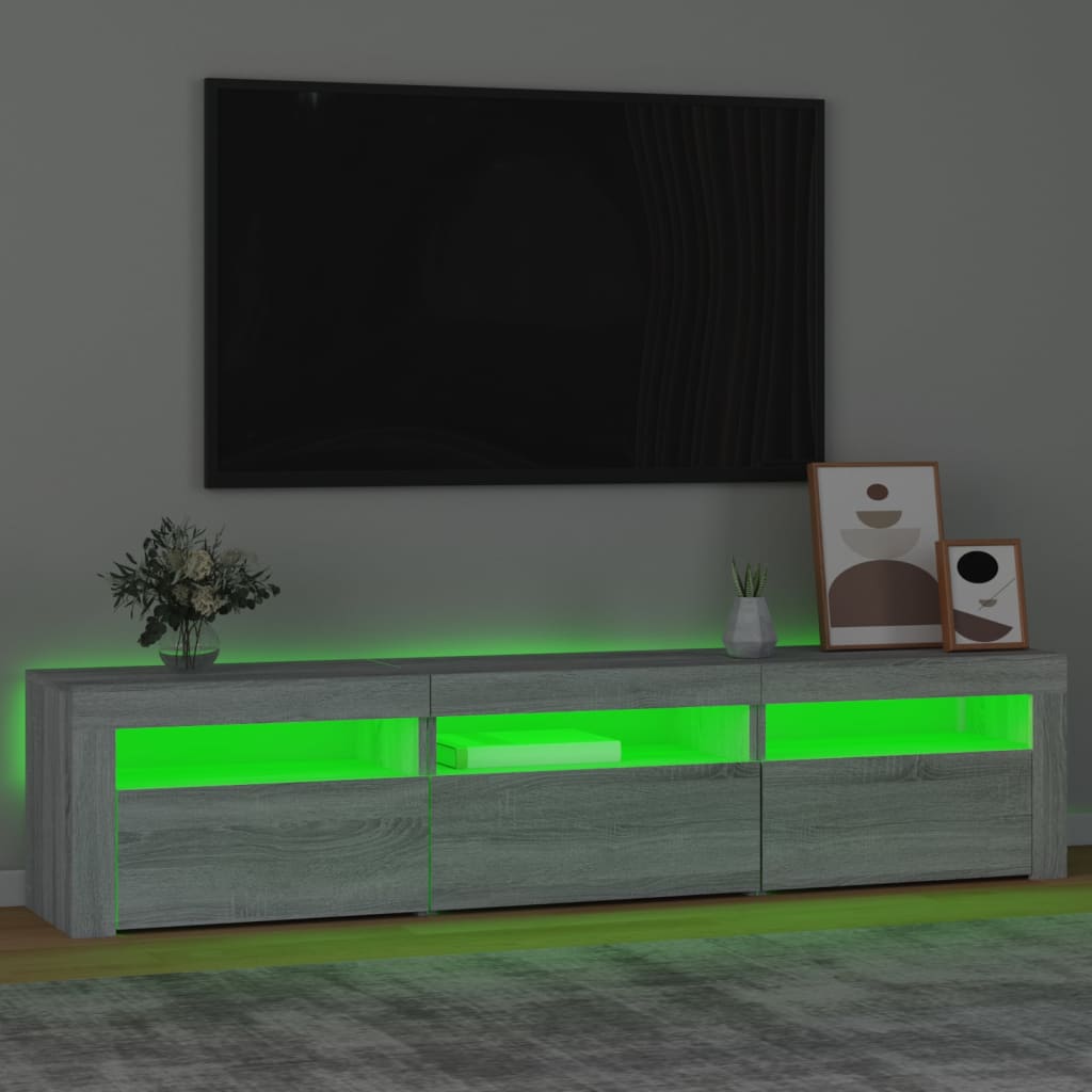 vidaXL Mueble de TV con luces LED gris Sonoma 180x35x40 cm