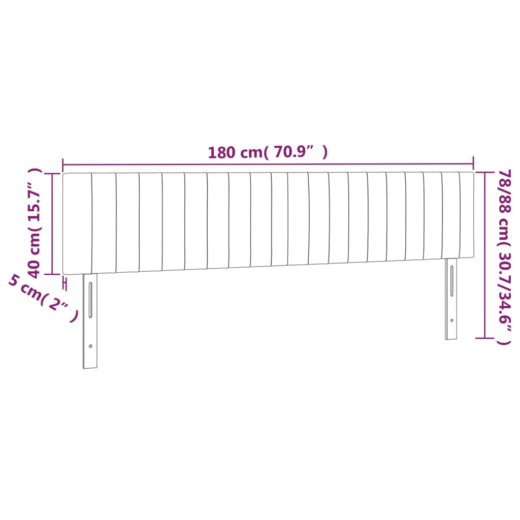 vidaXL Cabecero con LED de tela gris claro 180x5x78/88 cm