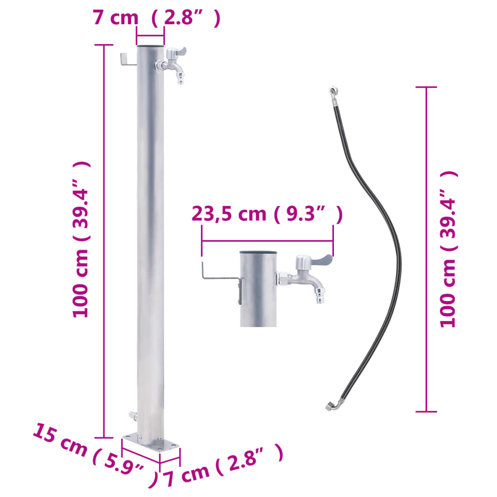 vidaXL Fuente de agua para jardín acero inoxidable redonda 100 cm