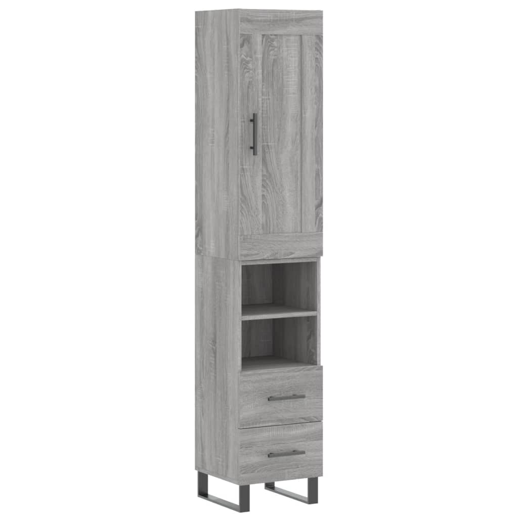 vidaXL Aparador alto madera contrachapada gris Sonoma 34,5x34x180 cm