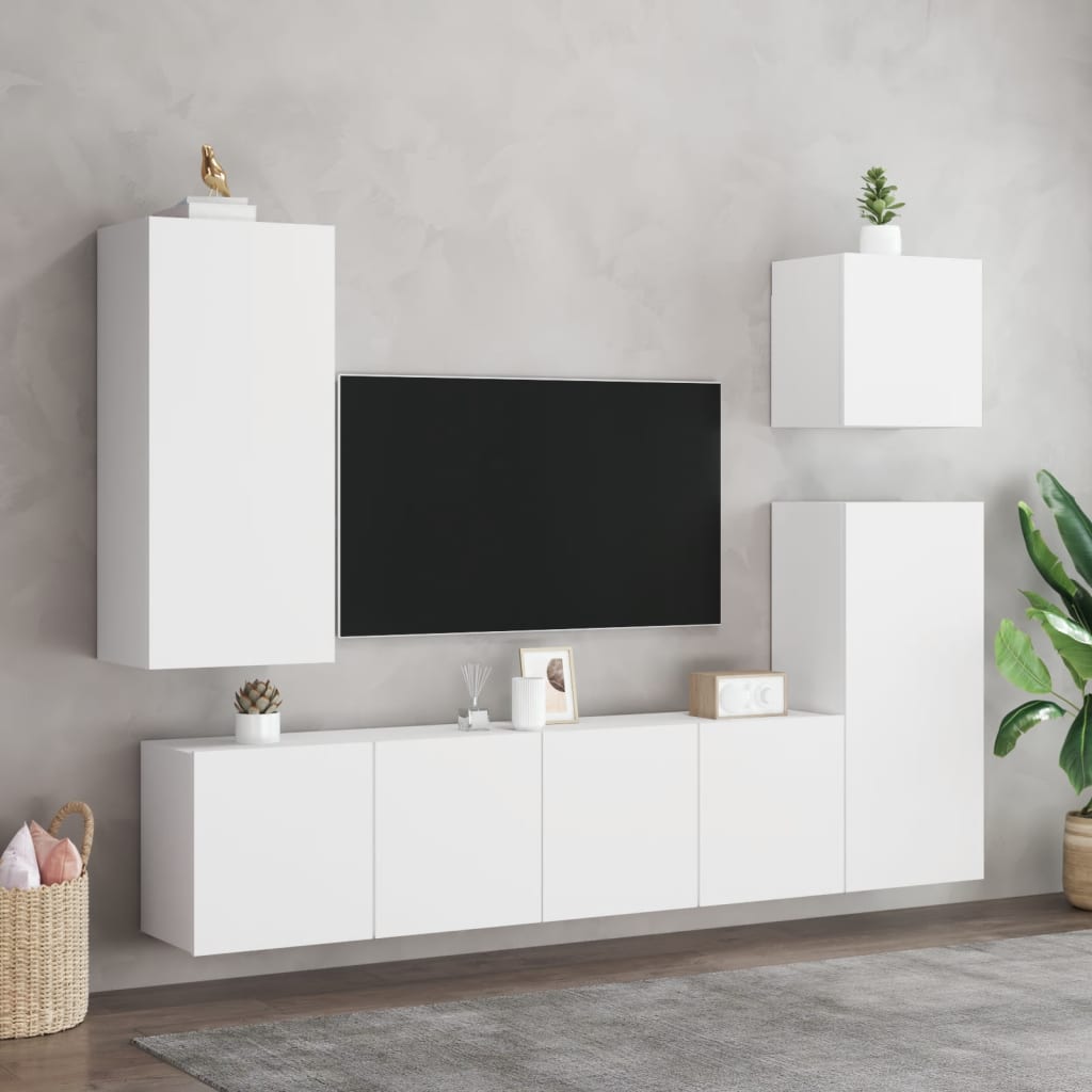 vidaXL Mueble de TV de pared madera ingeniería blanco 40,5x30x90 cm