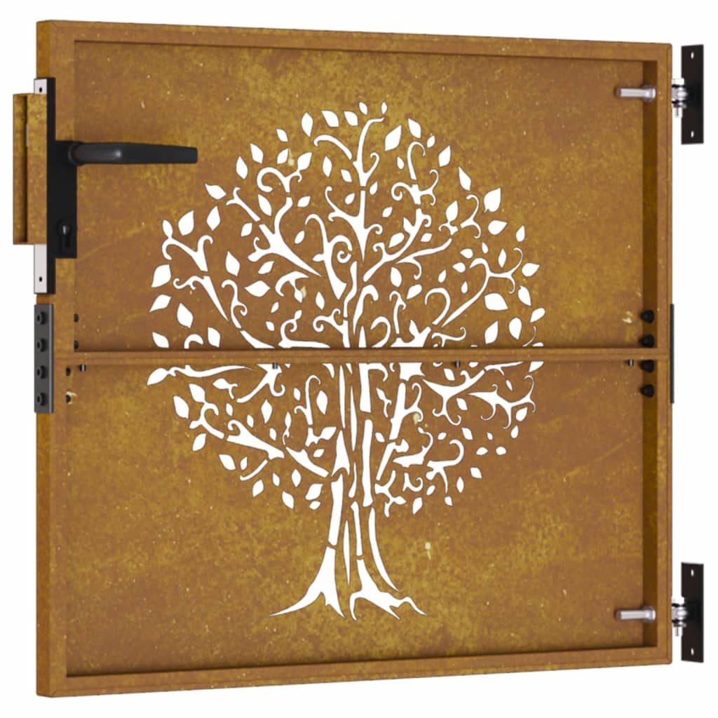 vidaXL Puerta de jardín acero corten diseño árbol 85x100 cm