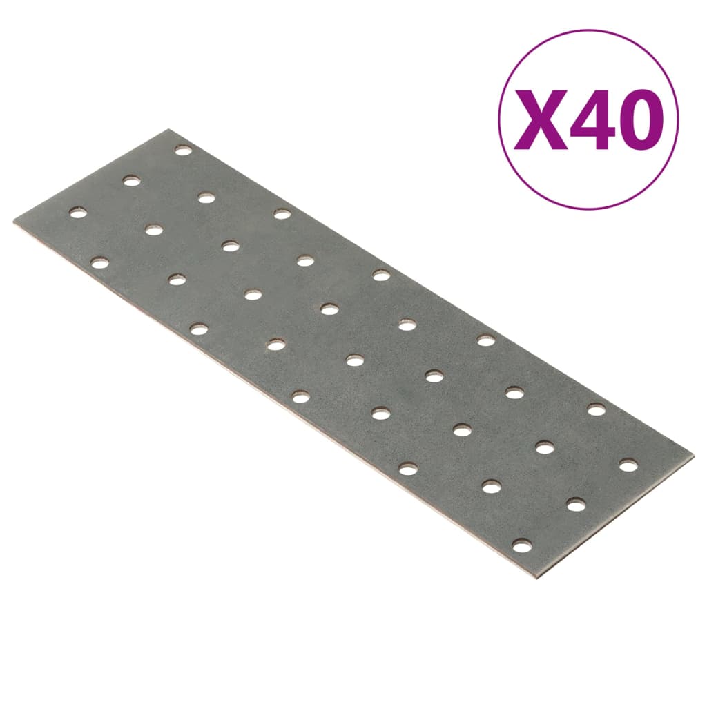 vidaXL Placas perforadas 40 uds acero galvanizado 2 mm 200x60 mm