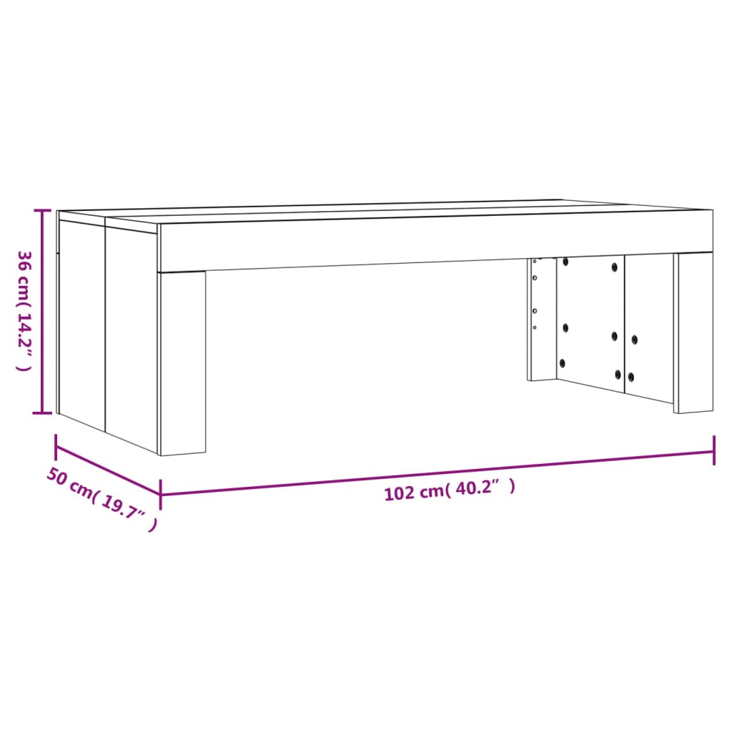 vidaXL Mesa de centro madera de ingeniería gris hormigón 102x50x36 cm