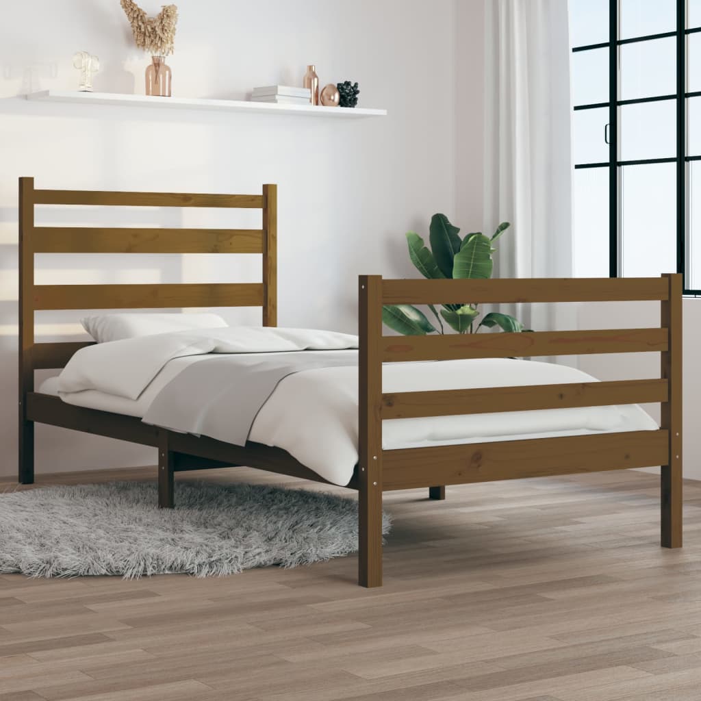 vidaXL Estructura de cama de madera maciza pino 90x200 cm marrón miel