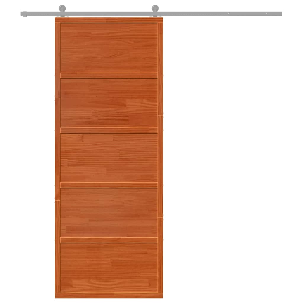 vidaXL Puerta de granero madera maciza pino marrón miel 80x208 cm