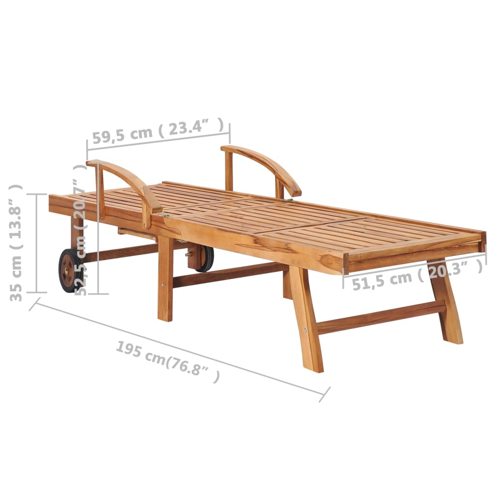 vidaXL Tumbonas 2 unidades madera maciza de teca con cojín negro