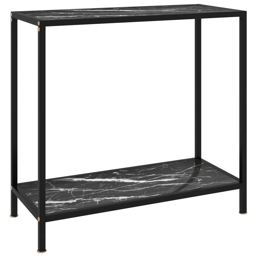 vidaXL Mesa de consola negro vidrio templado 80x35x75 cm