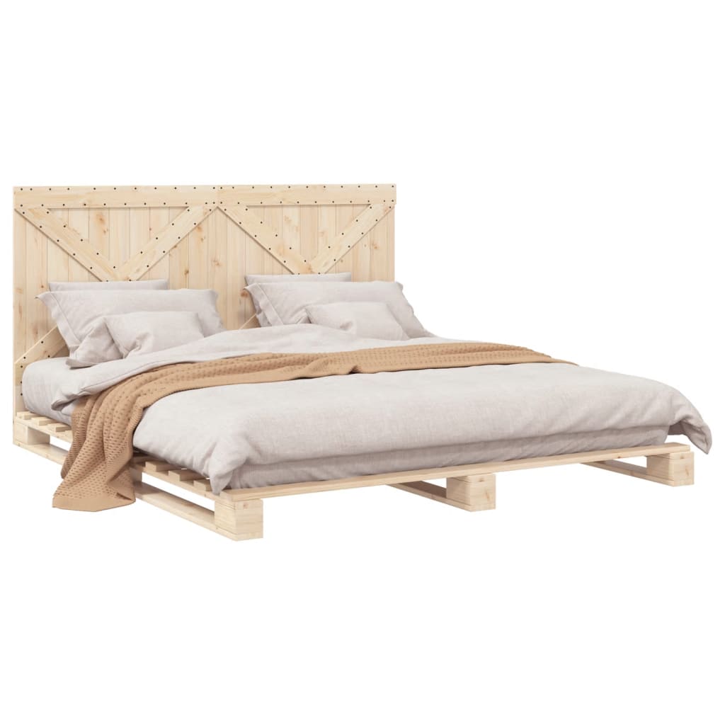 vidaXL Estructura de cama con cabecero madera maciza pino 180x200 cm