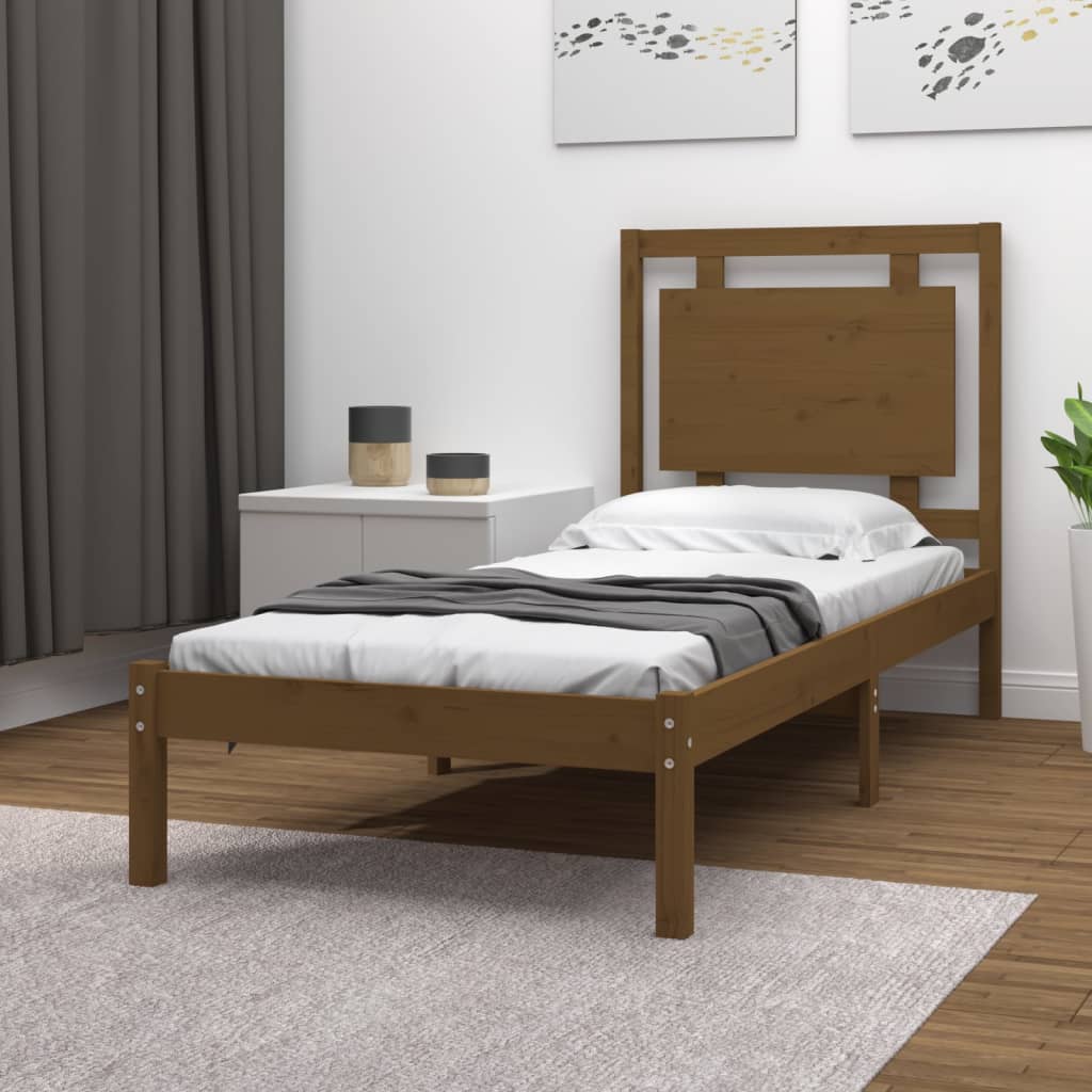 vidaXL Estructura de cama madera maciza marrón miel 100x200 cm