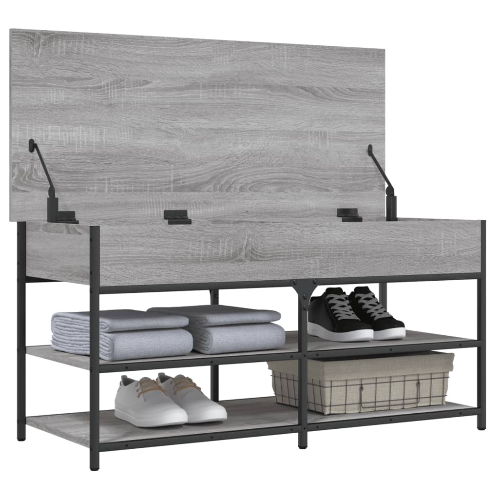 vidaXL Banco zapatero madera de ingeniería gris Sonoma 100x42,5x50 cm