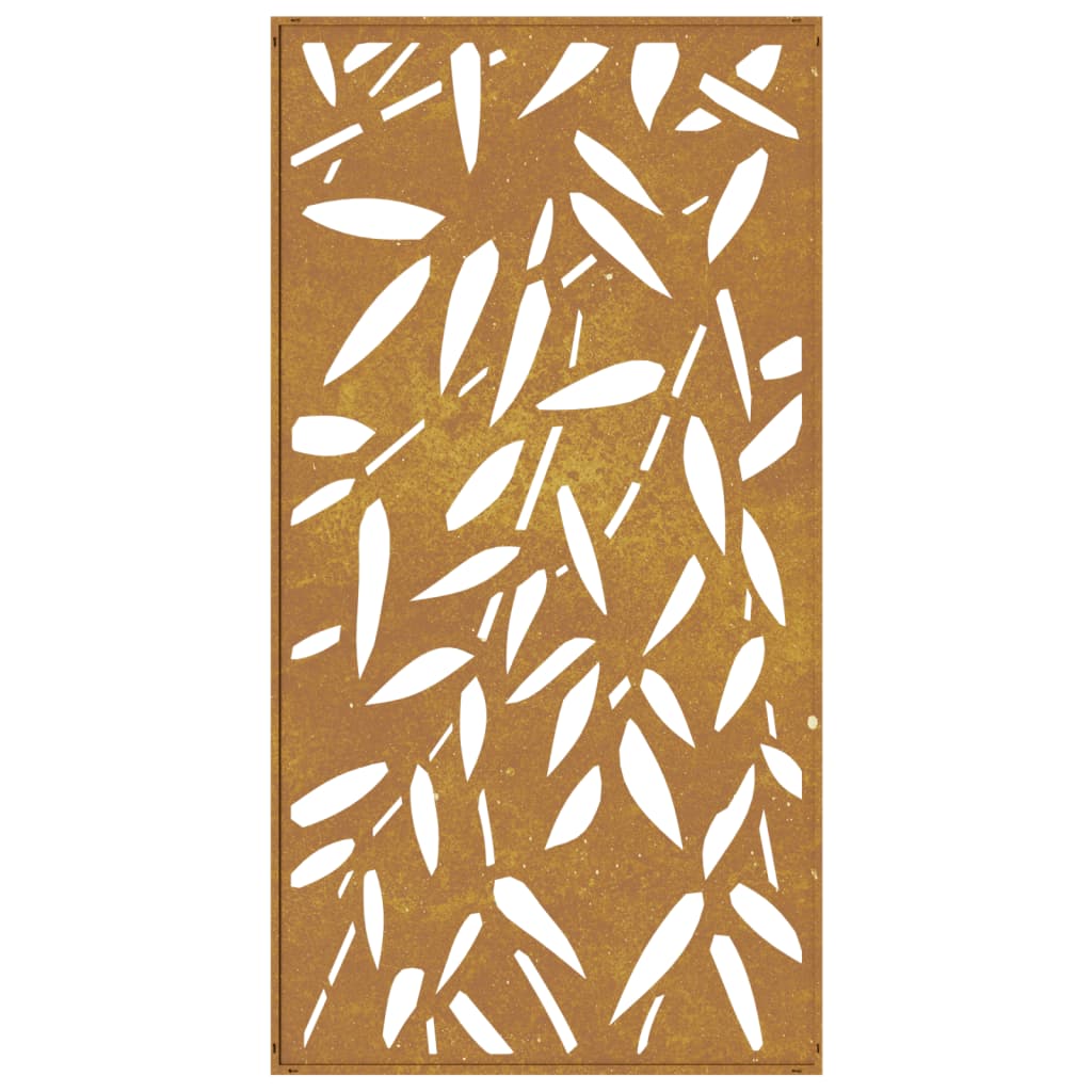 vidaXL Adorno de pared jardín acero corten diseño hoja bambú 105x55 cm