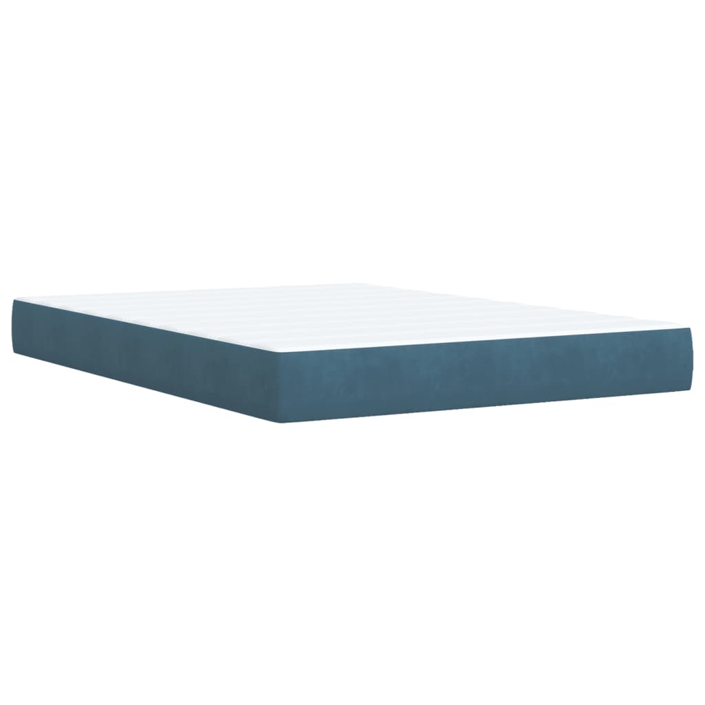 vidaXL Cama box spring con colchón terciopelo azul oscuro 140x190 cm