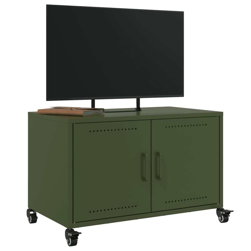 vidaXL Mueble de TV de acero verde oliva 68x39x43,5 cm