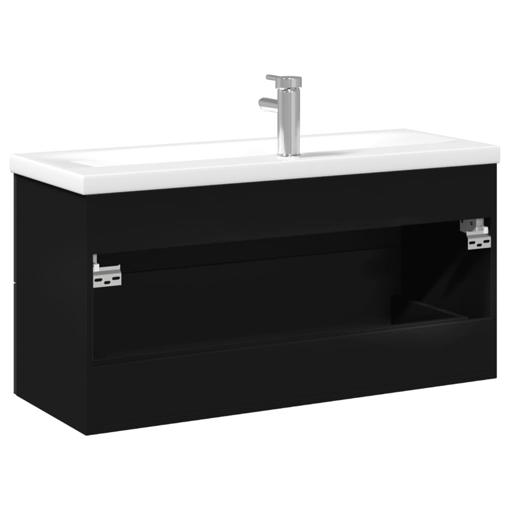 vidaXL Mueble de baño con lavabo integrado negro