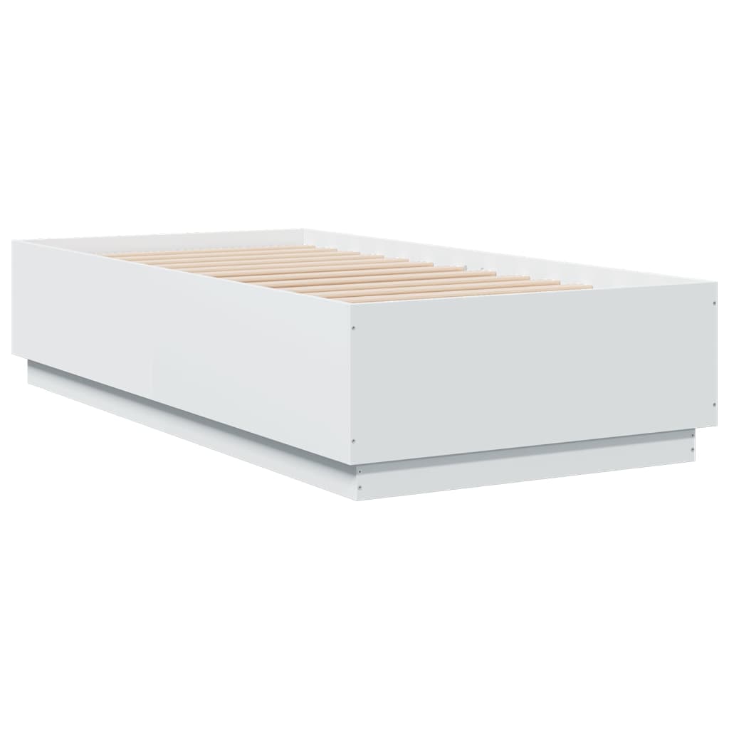 vidaXL Estructura cama con luces LED madera ingeniería blanco 75x190cm