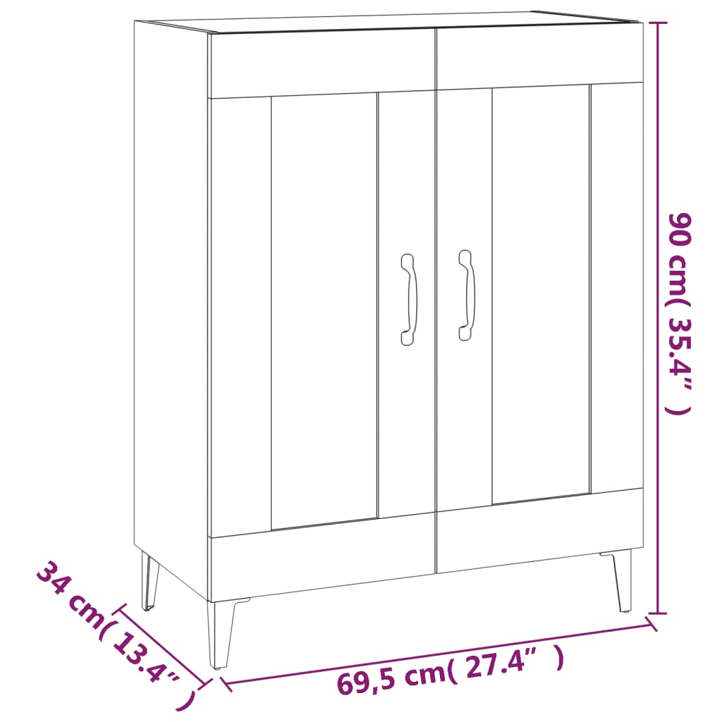 vidaXL Aparador de madera de ingeniería roble ahumado 69,5x34x90 cm