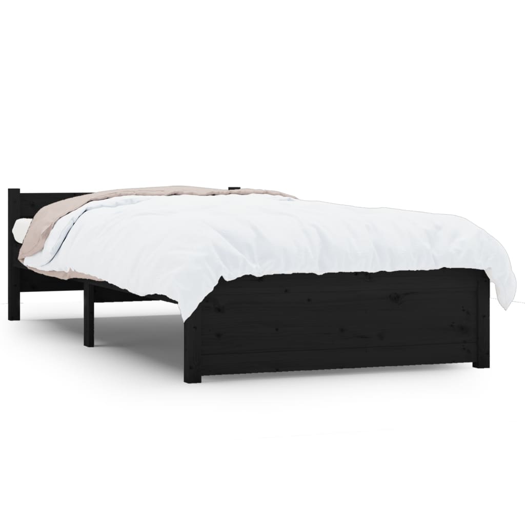 vidaXL Estructura de cama madera maciza individual negra 75x190 cm