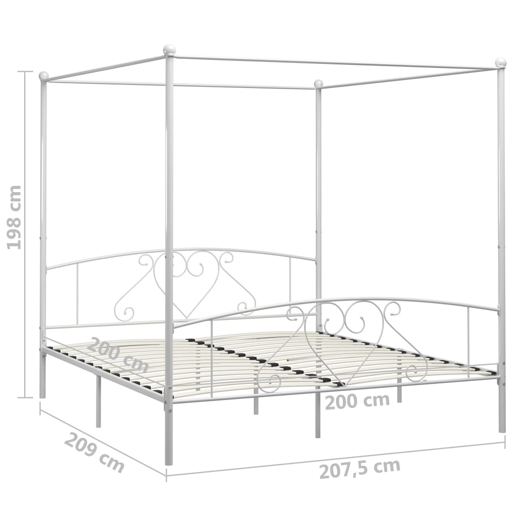 vidaXL Estructura cama con dosel sin colchón metal blanco 200x200 cm