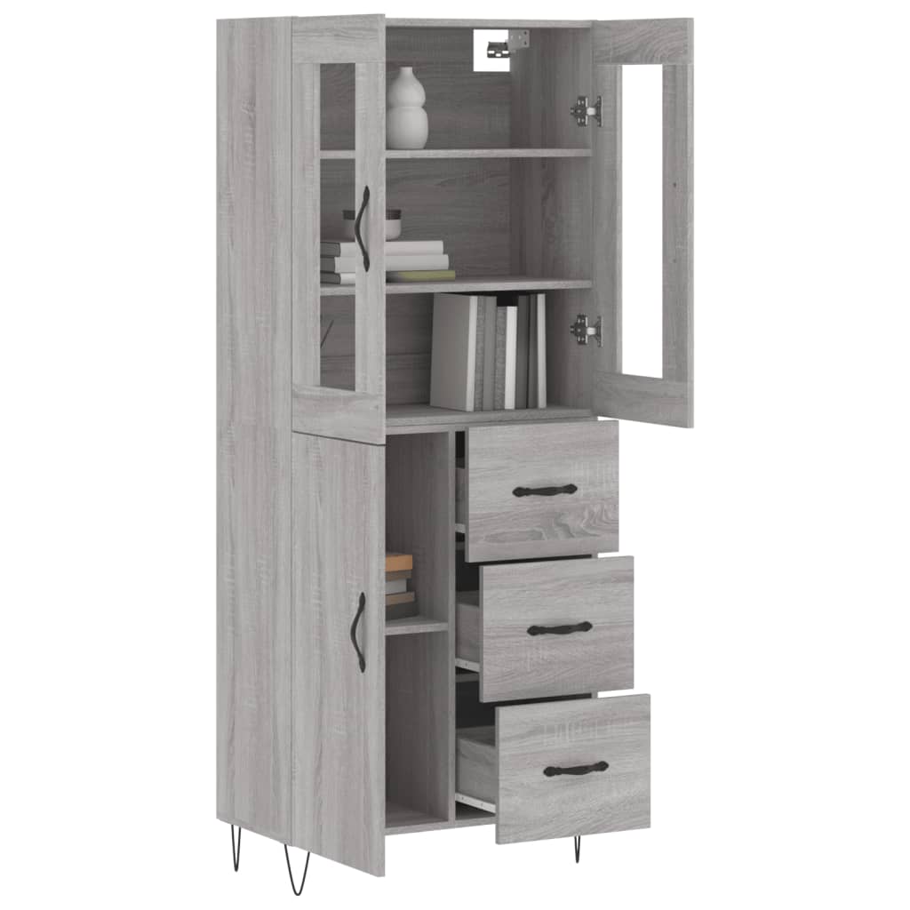 vidaXL Aparador alto madera contrachapada gris sonoma 69,5x34x180 cm