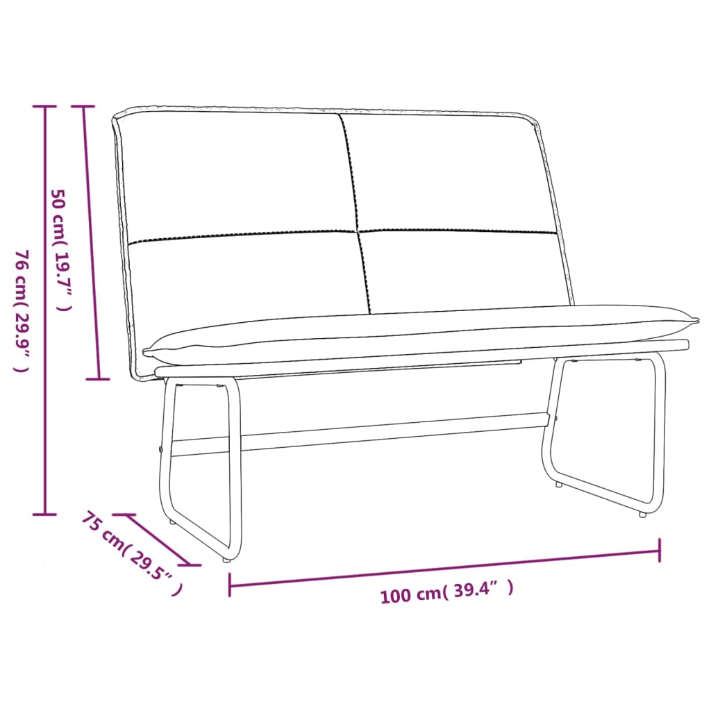 vidaXL Banco de cuero sintético color crema 100x75x76 cm