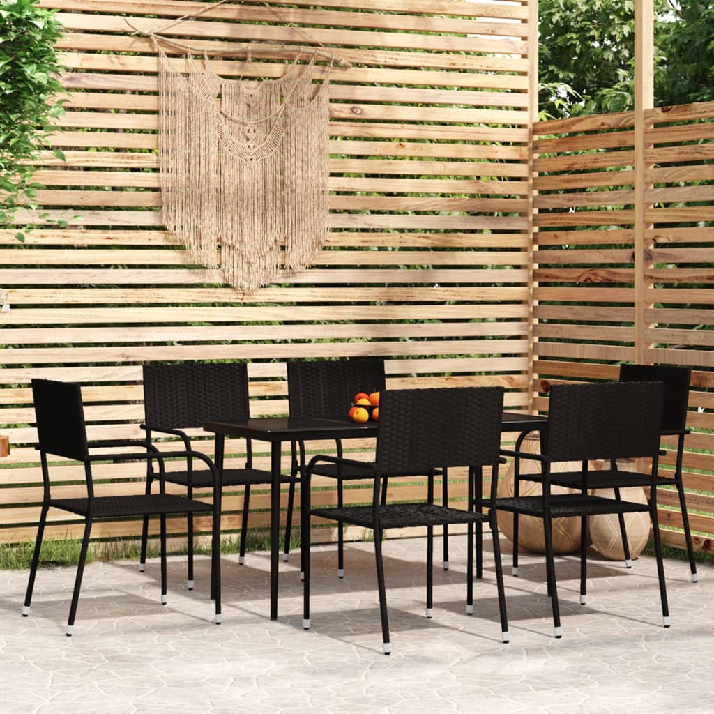 vidaXL Juego de comedor para jardín 7 piezas negro