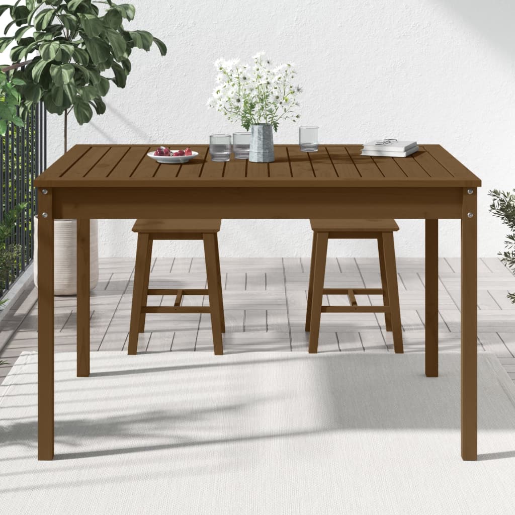 vidaXL Mesa de jardín madera maciza pino marrón miel 121x82,5x76 cm