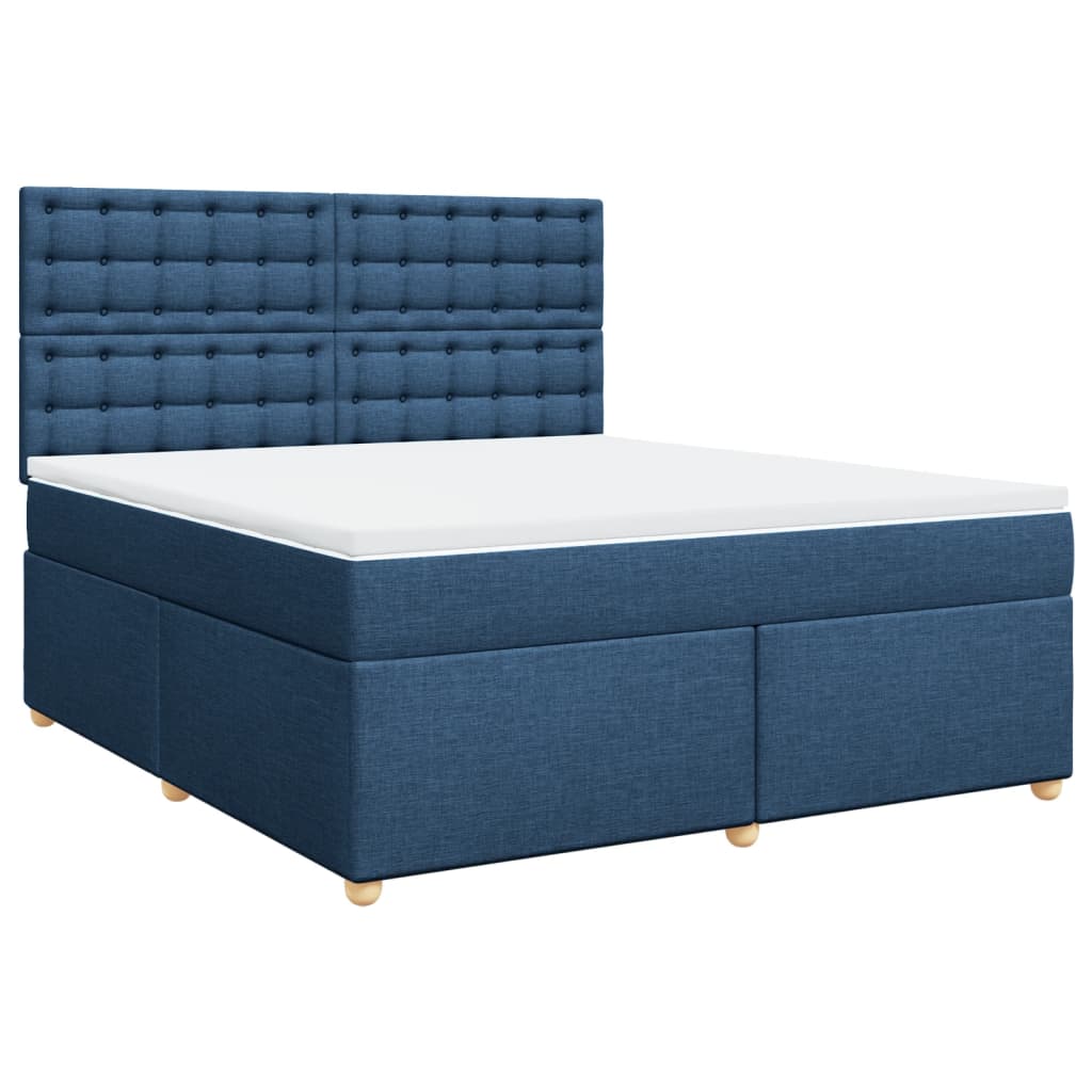 vidaXL Cama box spring con colchón tela azul 180x200 cm