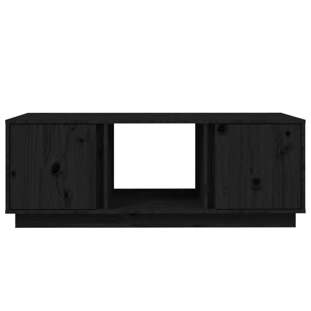 vidaXL Mesa de centro de madera maciza de pino negro 110x50x40 cm