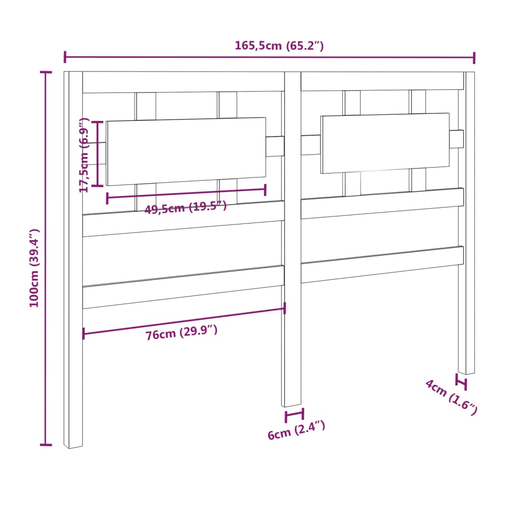 vidaXL Cabecero de cama madera maciza de pino gris 165,5x4x100 cm