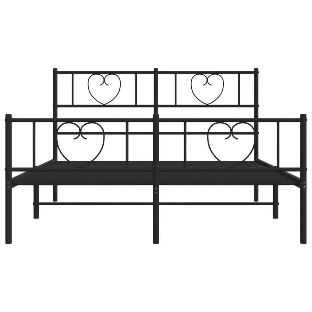 vidaXL Estructura cama sin colchón con estribo metal negro 135x190 cm