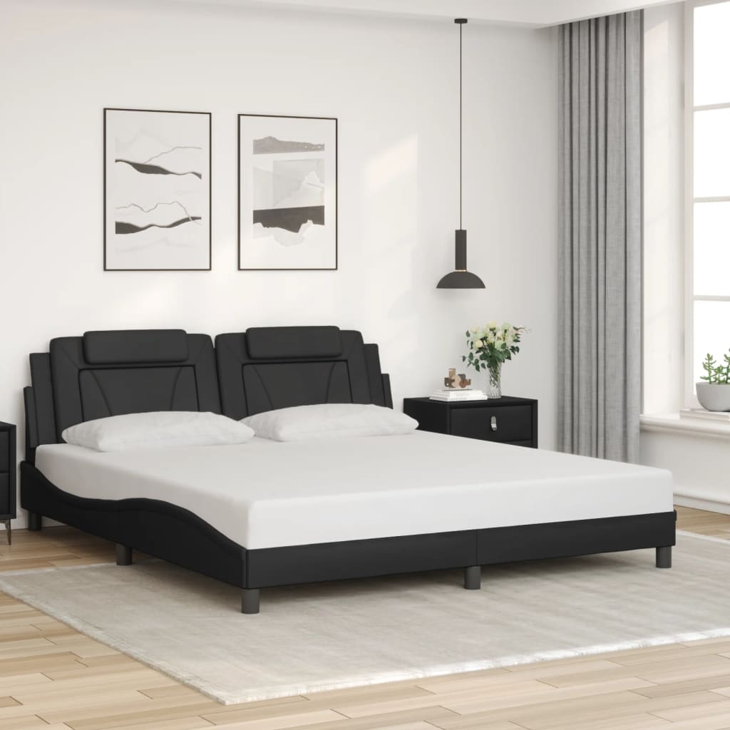 vidaXL Estructura cama LED sin colchón cuero sintético negro 180x200cm