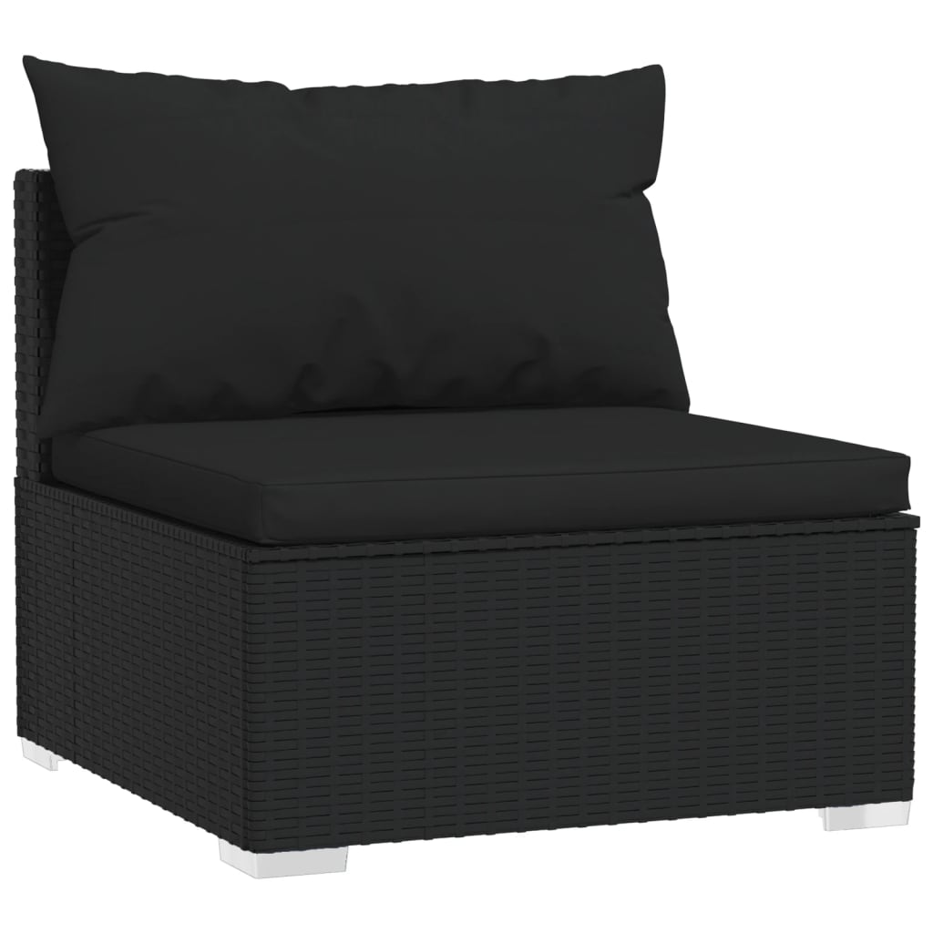 vidaXL Set de muebles de jardín 9 pzas y cojines ratán sintético negro