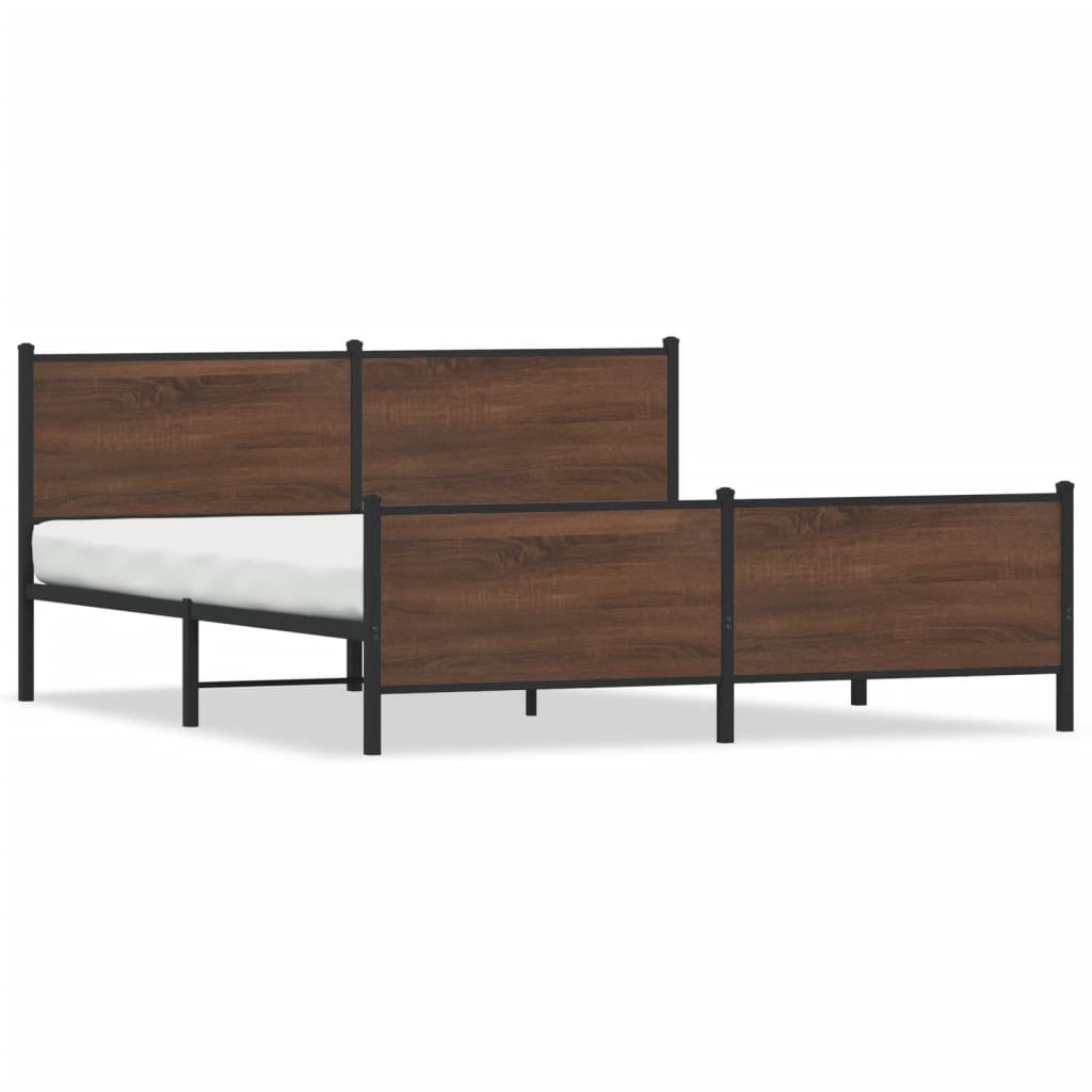 vidaXL Estructura de cama sin colchón metal roble marrón 183x213 cm