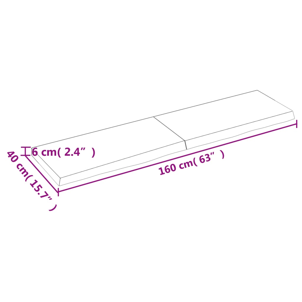 vidaXL Tablero mesa madera roble tratada marrón claro 160x40x(2-6) cm